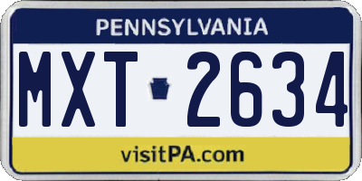 PA license plate MXT2634