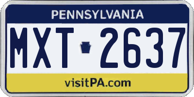 PA license plate MXT2637