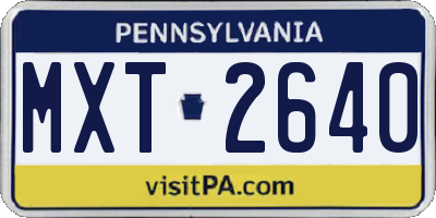 PA license plate MXT2640