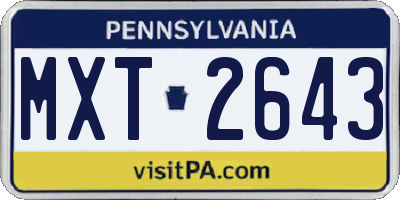 PA license plate MXT2643
