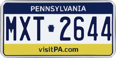 PA license plate MXT2644