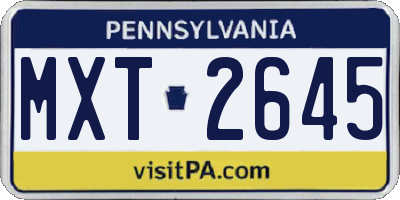 PA license plate MXT2645