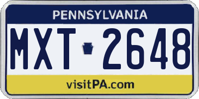 PA license plate MXT2648