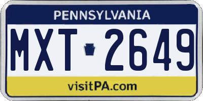 PA license plate MXT2649