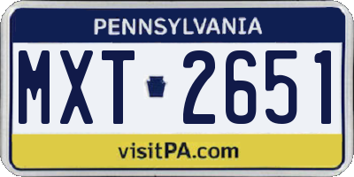 PA license plate MXT2651