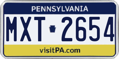 PA license plate MXT2654