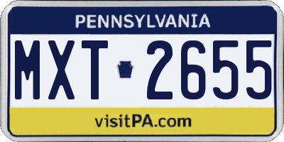 PA license plate MXT2655