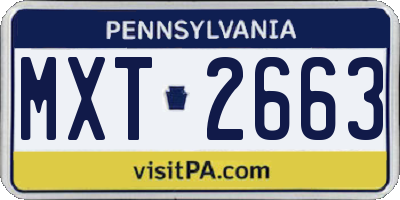 PA license plate MXT2663