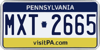 PA license plate MXT2665