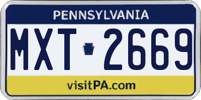 PA license plate MXT2669