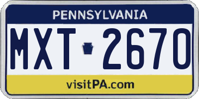 PA license plate MXT2670