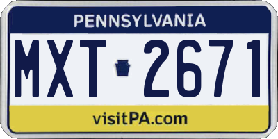 PA license plate MXT2671