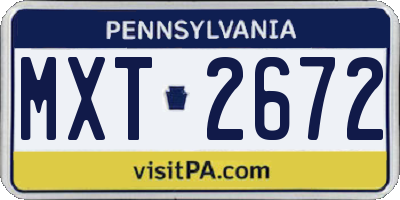 PA license plate MXT2672