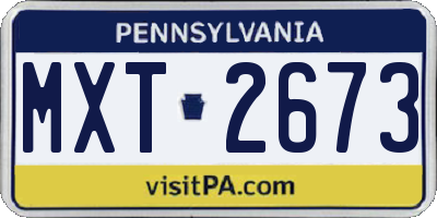 PA license plate MXT2673