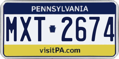 PA license plate MXT2674
