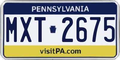 PA license plate MXT2675