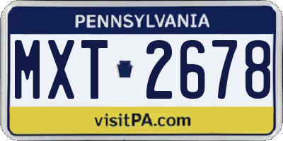 PA license plate MXT2678