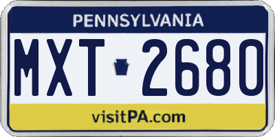 PA license plate MXT2680