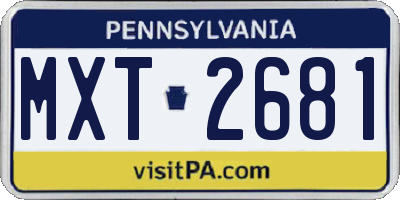PA license plate MXT2681