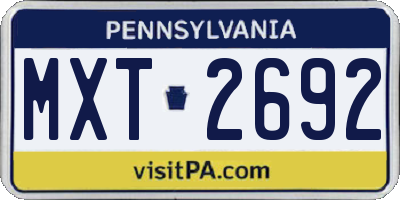 PA license plate MXT2692