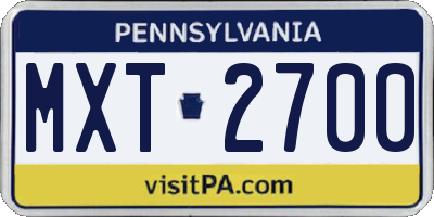 PA license plate MXT2700