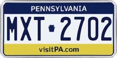 PA license plate MXT2702