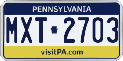 PA license plate MXT2703