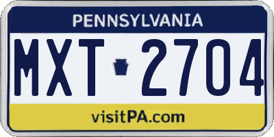 PA license plate MXT2704