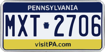PA license plate MXT2706