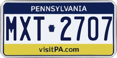 PA license plate MXT2707