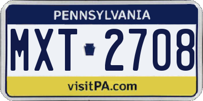 PA license plate MXT2708