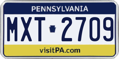 PA license plate MXT2709
