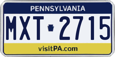 PA license plate MXT2715