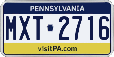 PA license plate MXT2716