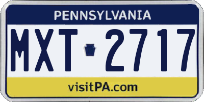 PA license plate MXT2717