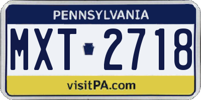PA license plate MXT2718