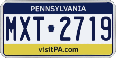 PA license plate MXT2719