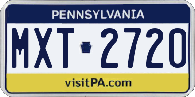 PA license plate MXT2720