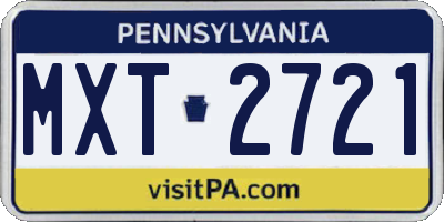 PA license plate MXT2721