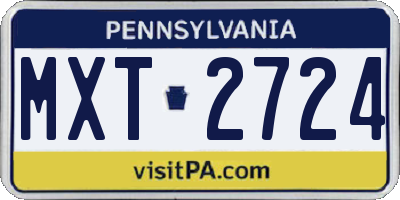 PA license plate MXT2724