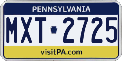 PA license plate MXT2725