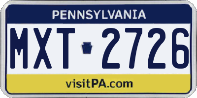 PA license plate MXT2726