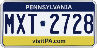 PA license plate MXT2728