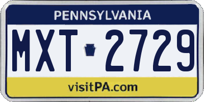 PA license plate MXT2729