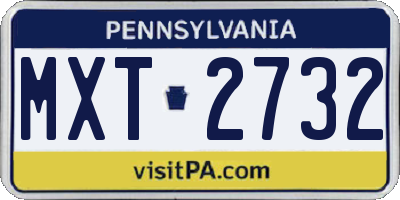 PA license plate MXT2732