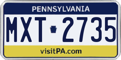 PA license plate MXT2735