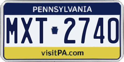 PA license plate MXT2740