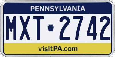PA license plate MXT2742