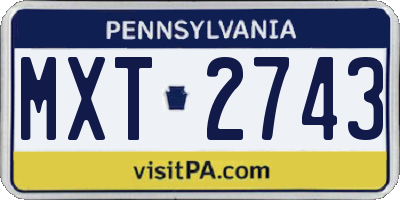PA license plate MXT2743