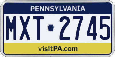 PA license plate MXT2745
